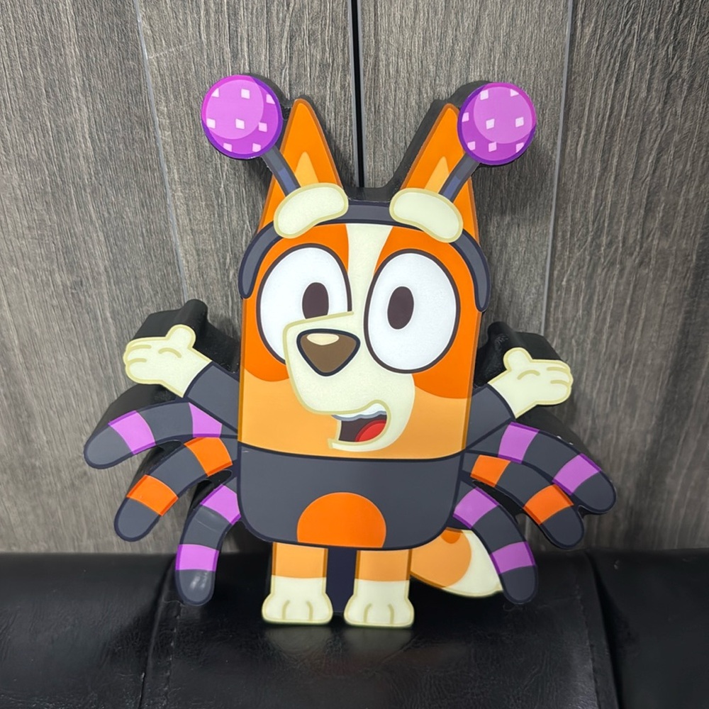 New Glossy Bluey Sister Bingo As Halloween Spider Die Cut Wooden Wood Sign